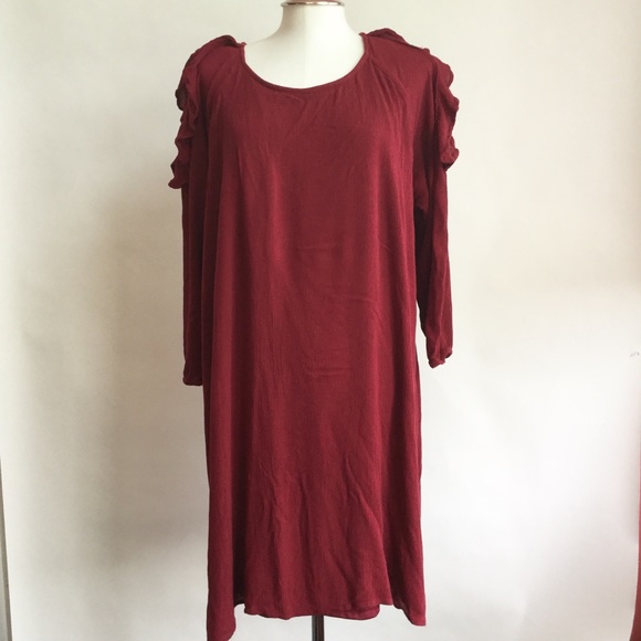 Old Navy Dresses & Skirts - Old Navy Cranberry Midi Cold Shoulder Dress